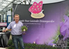 Jaap Zeelenberg represents Butterfly Garden at the FlowerTrials. On the picture: the Lavendula Stoechas. This lavendel has a large amount of flowers, keeps flowering anf flowers more times.