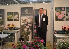 Aivars Mirseps of David Austin, a rose breeder. They have around 60 varieties for the Russian market and are here to present them to the wholesalers.