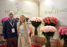 German Lacouture Gutierrez and Julie Melgantseva (translator) of Milonga Flowers. They grow 20 varieties of roses in a 15 ha sized greenhouse in Colombia.
