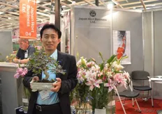 Fumiya Yamamoto of Japan Hort Business. They export cut flowers to Russia and he Bonsai he is holding at the picture worldwide.