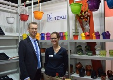 Christian Hitz of Pöppelmann with his translator Elizaveta Krylova. Pöppelmann is exhibiting at the show for the first time.