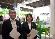 Kazumi Onuma and Chihiro Minami of Impack. Impack produces sleeves and imports machines.