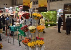 Display filled with roses from Ethioia.