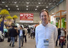 Nicholas Lenaghan of Garden and Interior. He is a Garden Designer in Japan and is visiting the show. In Spring he is planning to start his own greenhouse to grow finished plants.