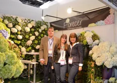 Juan, Carolina and Olga Cisaza of Forecer Hydrangeas Colombia. The grow hydrangeas in 5 farms, with a total size of 20ha. 300,000 stems per month are being produced.