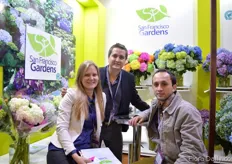 Maria Eremeeva, Alejandro Jimenez and Sergio Quintero Bottero of San Francisco Gardens. Their main crop is hydrangea, which is cultivated in a 20 ha sized greenhouse along with some callas and mini callas. Their products are being exported all over the world.