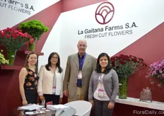 The team of La Gaitana Farms. The grow carnations, spray carnations and greenballs in a 37 ha sized greenhouse in Colombia. 50 percent of their production goes to Europe, 24 percent to the US and 12 percent to Japan. They won the first price in the category of spray carnations, producers.