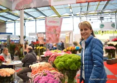 Natalia Escobar of Colibri Flowers. They grow carnations, spring carnations, green balls and one variety of roses in a 2 farms with a total size of 60 ha in Colombia. Their main export markets are Japan and Europe.