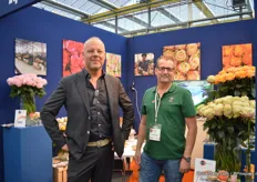 Jaap Snijer and Peter Bouma of Flower Business Support. They represent Eqionox at the exhibition. Equinox is a Kenyan rose farm.