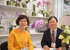 Taiwanese orchid and lisianthus grower Lance Chuang and Olivia Lee of Hermes Orchids.