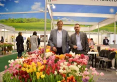 "Dick Haakman and Ivan Mishko of Haakman Flowerbulbs. The export flowerbulbs from the Netherlands to Ukraine. "We have a lot of small clients. These clients are very eager to learn and want to move forward. Due to the crisis, the demand decreased, especially last year. This year is better, more is sold this year. The local production guarantees better and fresher flowers that are sometimes twice as heavy as the Dutch ones. Especially on March 8, the Tulip was a very popular flower. It is affordable and has clear colors, which are very demanded by the Ukrainian consumers", says Haakman."