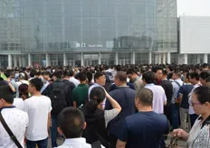 Very busy at the entrance of the Hortiflorexpo IPM Beijing.