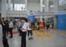 People entering the exhibition area.