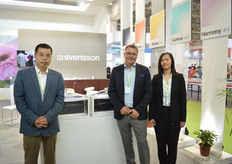 Leon Qi, Hans Andersson and Ying Ying from Svensson. This screen manufacturer has a production location in Shanghai, that supplies the Chinese and Japanese market. The company is active on the Chinese market for 12 years now. According to Andersson, the Chinese growers are becoming increasingly professional and he sees a trend towards the cultivation of vegetables.