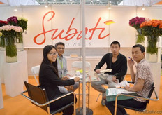Naren Patel from Subati talking with visitors.