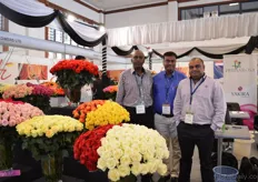 Joseph Mwangi, Vipul Modi and Vishal Mehta of PrimaRosa Flowers. Thy are launching their brand named Yakira at the show. For three years now, they are only selling their flowers directly.