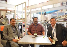 Narendra Kumar and Satish Kumar of Javva with Roshan Muthappa of Sathya Sai Farms. These greenhouse builders are conducting lot of projects in China. According to them, there is not much being build in Kenya at the moment.