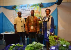 James Thuo. Peter Thuo and Ruth Thou of Phinna Flowers. They grow abou 10 summer flower varieties on a 7ha sized open field. They currently supply the auction, but they are planning to sell directly.