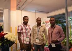 Joshua Munene, Kevin Ochieng and Antony Wambua of Particle Blooms. They grow ruscus and leather ferns on 2 acres.