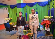 Miriam Njiiri and Joseph Mbuga of Multigrow. This is a group of 30 farmers of summer flowers.
