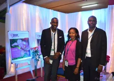 Ephiel Okoth, Elisabeth Njeri and Dennis Orono of Deneph Handlers and CargoTech. They export and transport flowers.