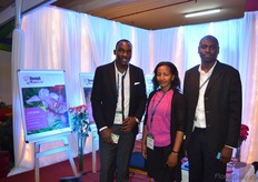Ephiel Okoth, Elisabeth Njeri and Dennis Orono of Deneph Handlers and CargoTech. They export and transport flowers.