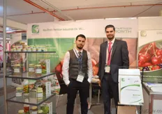 Mohammad Emran and Alaá Ibrahim Alfayad of Abu Dhabi Fertilizer Industries. They are already exporting their products to 45 countries and are exhibiting at the show to find a distributor in Kenya.