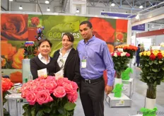 Diana Erazo, Natalia Moreno and Alejandro Ordonez of Ecoroses. They supply 30 percent of their production volume to the Russian market. According to them, the market is slow at the moment, but they expect it will improve next year.