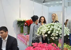 Isabelle Henin Spindler of Red Lands Roses was also present at the show, at the golden flowers cash and carry booth.