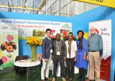 Shungo Hanada of Bloom Hills Rwanda, Charles Kingsley Gori and Aurore Umubgegi of Bella Flores, Sanrine Urujeni of NAEB, and Rinus Bouman of BSI.
