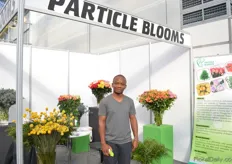 Amos Wakira of Particle Blooms. He is exhibiting at the show for the first time. By participating in this show he wants to expand in Europe.