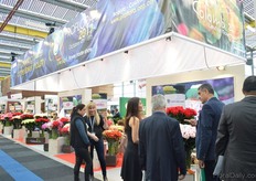 Tania Dolynko (second on the left) of Grupo Andes talking with a visitor.
