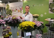 Lejla Begovic of Deliflor. The yellow-colored chrysanthemum, called Copa, has been introduced this year.