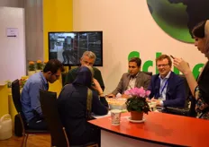 Jacob Schneider (on the right)of Schneider Youngplants talking with visitors.