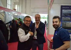 Michele Pavano and his colleague of P-TRE (on the left and on the right) visiting Vincenzo Russo of Vifra (in the middle) at the Vifra booth.