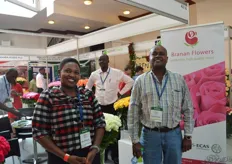 Mary Wanjiku, Irungu Njoroge and Brian Wahome of Branan Flowers. They grow roses in a 21 ha greenhouse and only supplies the market directly.