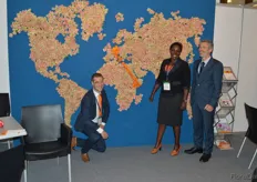 Rik Martens, Liz Kiamba and Bert Rikken from the Dutch Embassy in Kenya in the Holland Business Lounge. As can be seen on the map, the major objective is to link the Kenyan and Dutch floriculture sector.
