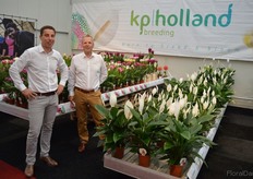 Bert van Spijk and Kees Lagerwerf, KP Holland. The assortment of KP Holland consists of Kalanchoë, Spathiphyllum and Curcuma, and according to Bert and Kees the breeding company made major strikes in especially the latter two.