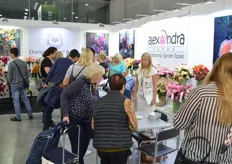 The booth of Colombian garden type rose grower Alexandra Farms was very crowded. Garden type roses seem to be an upcoming trend.