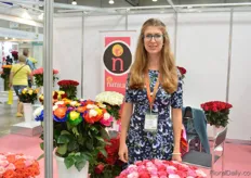 Vera Molostova of Agtogana. A flower grower from Ecuador showing this year (next to their regular assortment) ranoncules, anemones and painted and tinted rose. According to Molstova, these painted and tinted roses well demanded by the Russians.