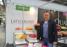 Rob Brussee of Lafto Roses. This Ethiopian farm is exhibiting at the show for the first time.
