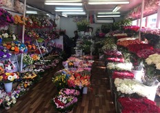 Bouquets in offered in the show next to the market.
