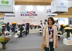 Veronica Soria of Expoflores. This year, they host a booth for four Ecuadorian companies; Bella Rosa/Rose Connection, Florecal, AAAltarosa and Eternal Flower.
