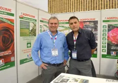 "Michel Da Costa and Jose Gongora of Agripolyane. This French company is eager to supply the Colombian growers with their films and are therefore exhibiting at the Proflora for the first time. "Due to our expertise in East Africa, we are now ready to give new solutions to South American growers, starting in Colombia."