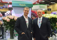 Son and father Krell of Plantec Ecuador at the Plantador booth. Plantador represents Kordes, Interplant, Grandiflora, Delbard and Scea Rosaplant in Colombia and Plantec in represents them in the rest of South America.