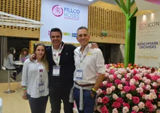 Caroline Ospina, Santiago Laverde of Filco Roses and Mark Frank of Mark Frank. Mark designed the booth of Filco Roses.
