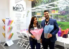Andrea Salazar and Sebastian Ospina of Koenpack. Their main product is sleeves, but at the show they are presenting their new pots too.