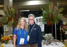 "Misty and Mike Mellano of Mellano Company. Mellano Company attended the show for the last few years to have the opportunity to visit with their customers and talk to them face to face about their products, how their service is doing and how things are working for them. "We are highlighting the diversity we have and what California has to service the cut flower market in both retail flower shops and around the country. From the production side, we are very focused on cut foliage and cut filler crops like wax flower, gypsophila and foliages like mortel and pittosporum", sas Mellano."