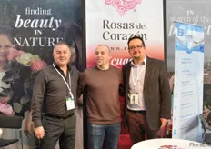 Leonid Marcelo Tapia and Andres Romero of Rosas del Corazon with Nico van der Pool (in the middle), one of their customers in Miami.