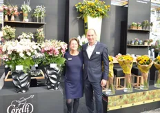 Loretta v/d Brand and Antoine Groot, Takii Seeds. On the left, the new lisianthus series Corelli is presented.
